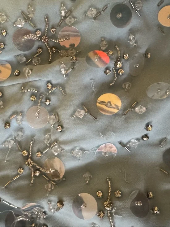 Oh Polly Strapless Embellished Light Blue Two-Piece Gown - Picture 9 of 16